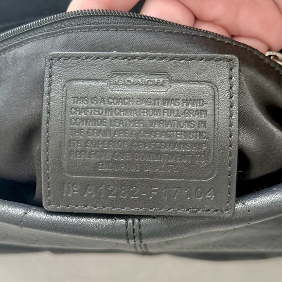 Coach Punching Signature Black/Silver Shoulder Bag 2way Leather 17104 Rare EUC - Picture 5 of 9